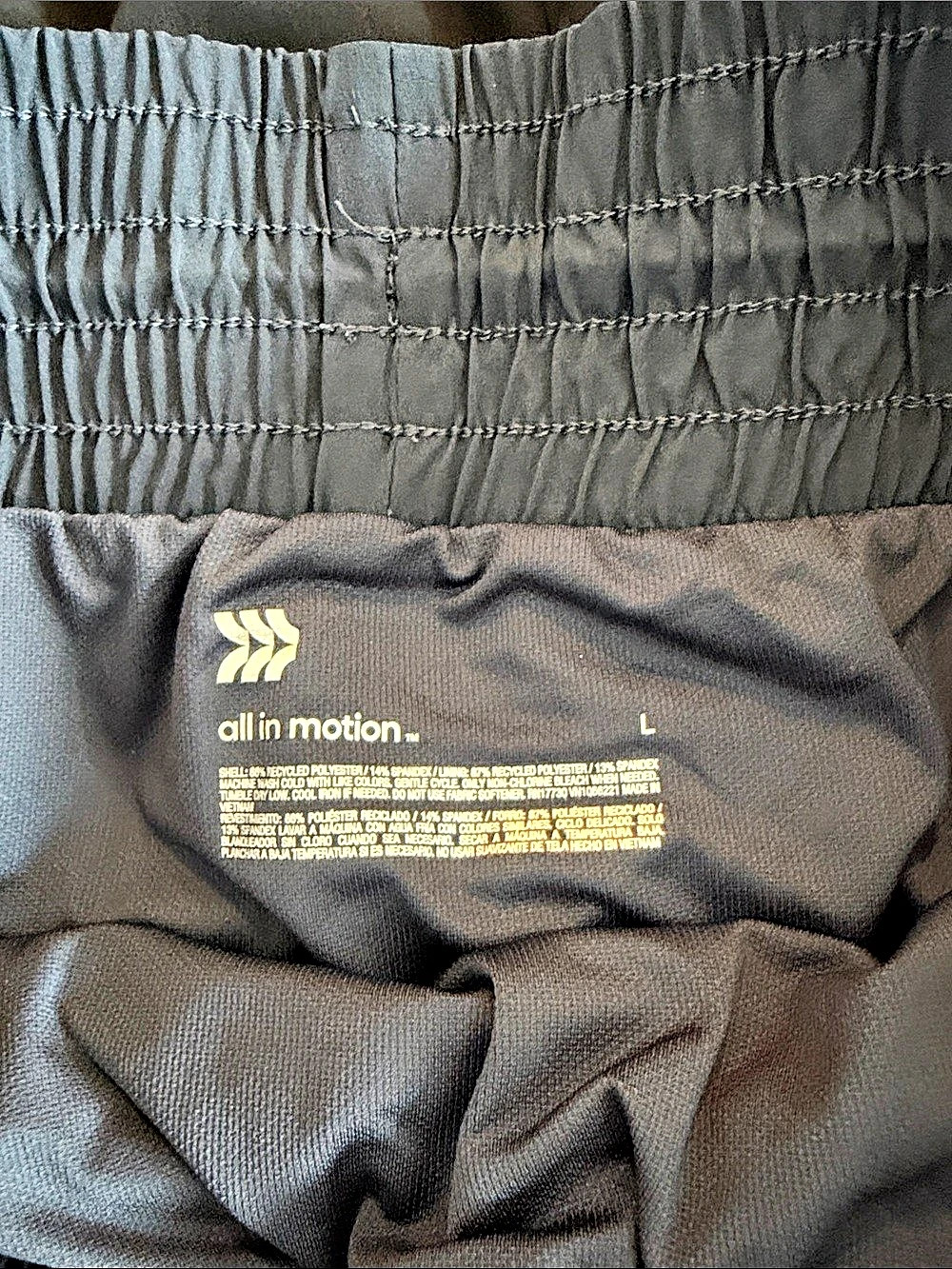 All in Motion Active Light High-Rise Shorts 3" Blue & Black Large - Picture 4 of 6